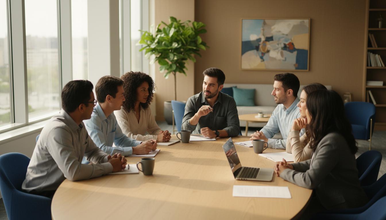 Une équipe en réunion de travail